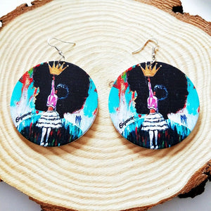 Reach For Your Crown Wooden Earrrings