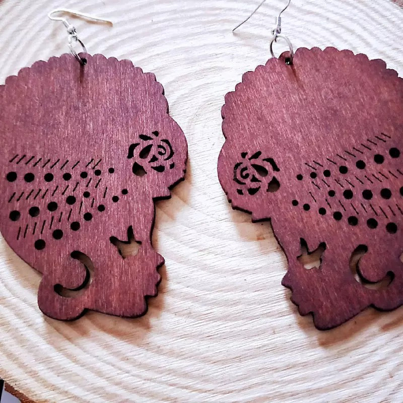 Around The Way Girl Wooden Earrings